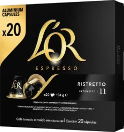 L'OR Espresso Ristretto Koffiecups - Intensiteit 11/12 - 10 X 20 Capsules -Koffie Korting Winkel 1128x1200