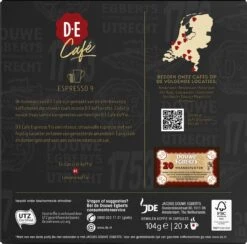 Douwe Egberts D.E Café Espresso Koffiecups - Intensiteit 9/12 - 10 X 20 Capsules -Koffie Korting Winkel 1200x1186 2