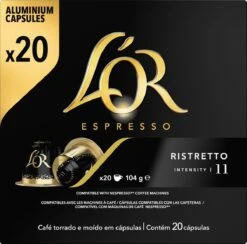 L'OR Espresso Ristretto Koffiecups - Intensiteit 11/12 - 10 X 20 Capsules -Koffie Korting Winkel 1200x1187