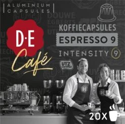 Douwe Egberts D.E Café Espresso Koffiecups - Intensiteit 9/12 - 10 X 20 Capsules -Koffie Korting Winkel 1200x1190 1