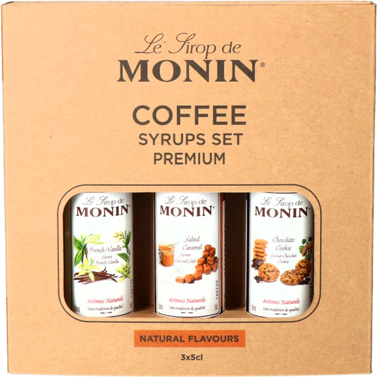 Monin Koffiesiropen MIX Set Klein 3x 5cl (Chocolate Cookie, Salted Caramel En Franse Vanille) 1 Monin Koffiesiropen MIX Set Klein 3x 5cl (Chocolate Cookie, Salted Caramel En Franse Vanille)