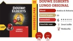 Douwe Egberts Lungo Original Koffiecups - Intensiteit 6/12 - 10 X 20 Capsules -Koffie Korting Winkel 1200x674
