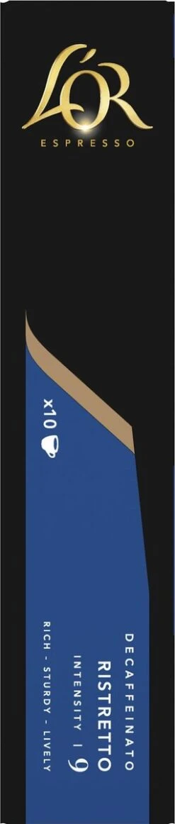 L'OR Espresso Ristretto Decaffeinato - Intensiteit 9/12 - 10 X 10 Capsules -Koffie Korting Winkel 255x1200 9