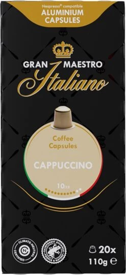 Gran Maestro Italiano - Cappuccino - Koffiecups - Nespresso Compatibel Capsules - Intense Smaak - 6 X 20 Cups 8 Gran Maestro Italiano - Cappuccino - Koffiecups - Nespresso Compatibel Capsules - Intense Smaak - 6 X 20 Cups -Koffie Korting Winkel 551x1200 2