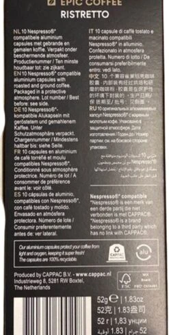 100 Capsules Epic Coffee - Ristretto - Nespresso® Compatible Aluminium Capsules - RFA Keurmerk - Doos 100 Stuks -Koffie Korting Winkel 606x1200 7