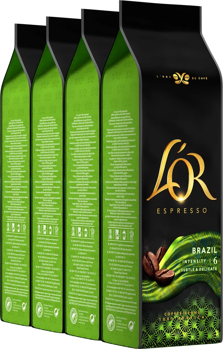 L'OR Espresso Origins Brazil Koffiebonen (6) - 4 X 500 Gram 1 L'OR Espresso Origins Brazil Koffiebonen (6) - 4 X 500 Gram