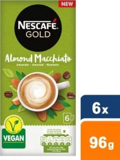 Nescafé Gold Almond Macchiato Oploskoffie - 6 Doosjes à 6 Zakjes -Koffie Korting Winkel 900x1200 2