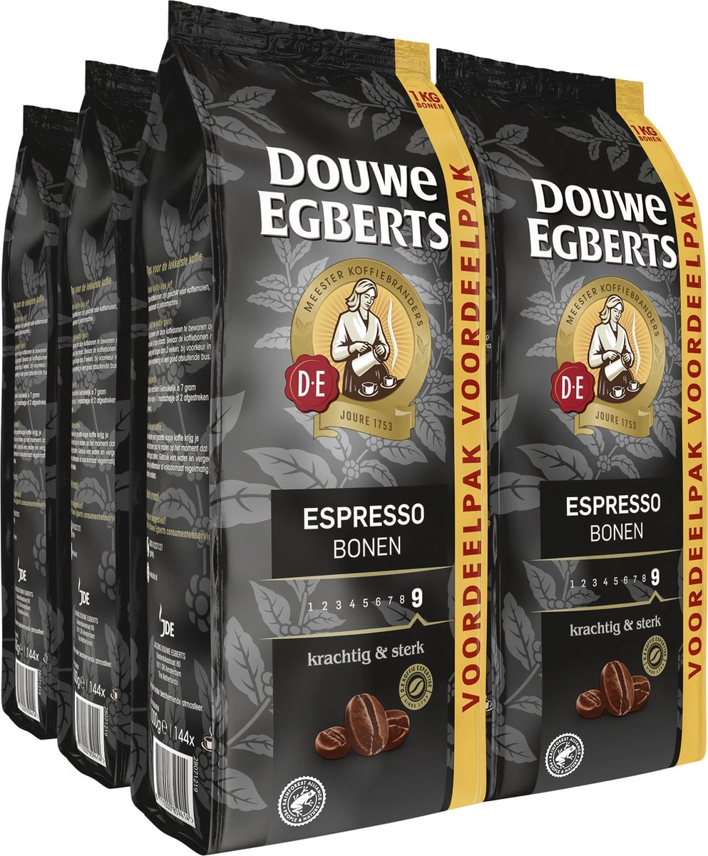 Douwe Egberts Espresso Koffiebonen - 4 X 1000 Gram - Extra Grote Verpakking 1 Douwe Egberts Espresso Koffiebonen - 4 X 1000 Gram - Extra Grote Verpakking